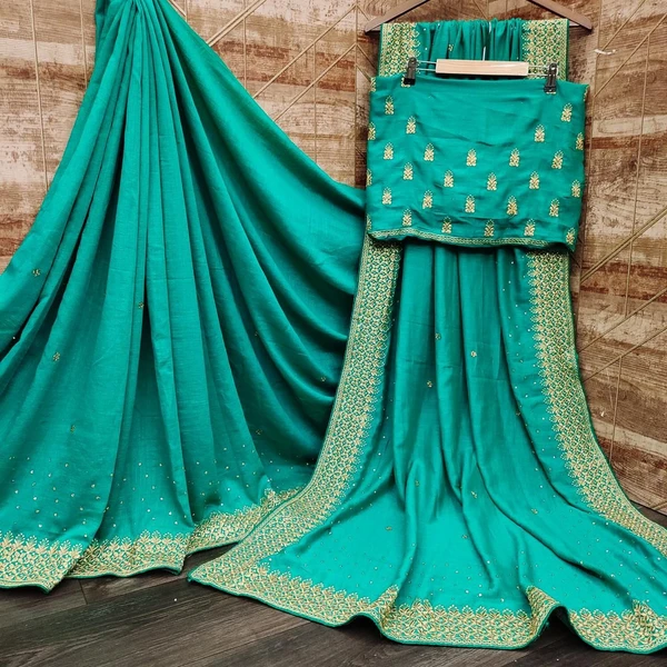 *🤩New Arrivals Supar Hit Desinar sarees🤩**New Traditional c pallu Nakoda *Fabric Details - Vichitra Silk Saree**Work:- Embroidery Jari Threads Work Saree With Stone Work**Blouse:- Vichitra Silk With Embroidery Work Blouse With Stone Work* *(Ton To Ton)* Colours : 8 Trendy Colour*Cut - 6.30Premium Quality 😍Book Your Orders 📦*Get Advance Level Of Service* - 1