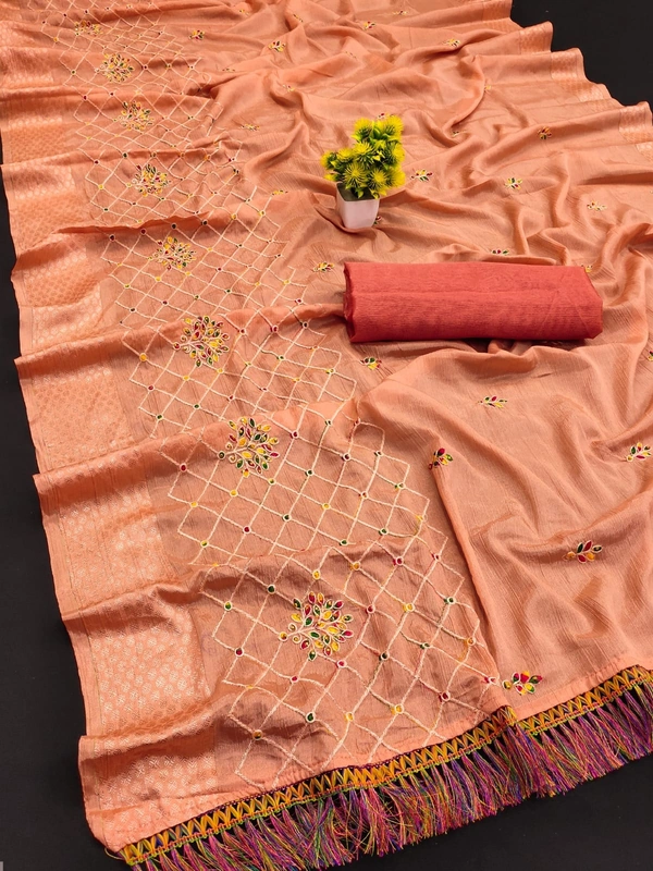 CATLOUGE – * NAKODA MINAKSHI*🌹Saree Fabric –chinon patta silk daid palen 5.40 Mtr*job@__ Embroidery & Border 🌹Blouse Fabric – Bangalori Silk 0.8 Mtr (Unstich)  **🌹FULL STOCK READY*🌹SINGLE PCS READY🌹FULL SET READY😍Believe in Good Quality Product😍 - 6