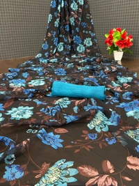 🌈 *Georgette With Beautiful Digital Printed Saree*🌈 *Banglory Silk In Contrast Colour Blouse*📍 _*Blouse Unstitched*_      💸 💸🧍🏻 *Once Give Opportunity, Coustomer Satisfaction Is Our Goal* - 1