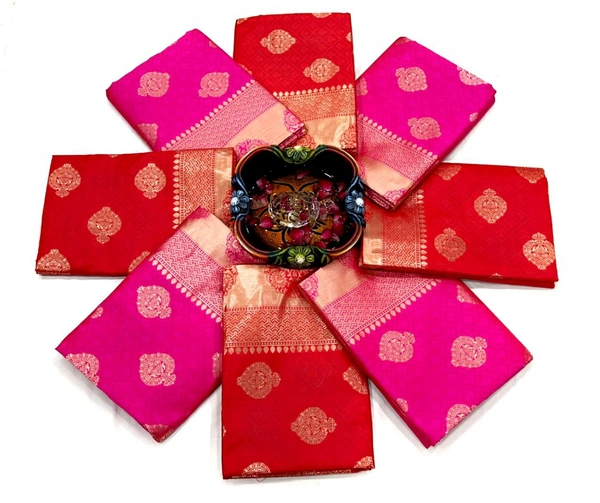 🔔 *BRAND :- SHREE NAKODA ENTERPRISE CREATION*  🔔          *FABRIC : SOFT LICHI SILK CLOTH.**DESIGN : BEAUTIFUL RICH PALLU & JACQUARD WORK ON ALL OVER THE SAREE.**BLOUSE : CONTRAST EXCLUSIVE JACQUARD BORDER.*       * 😍 ➡️ *100% BEST QUALITY* ⬅️👌 *Once Give Opportunity , Coustomer Satisfaction Is Our Goal*