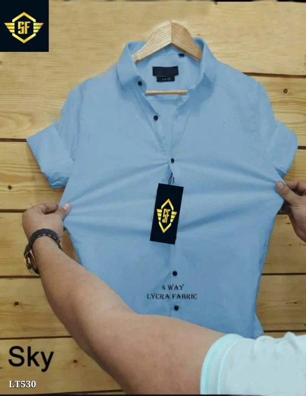 Singh Fashion  Catalog Name: Most demanding lycra shirts for him by Singh fashionSize M-38 L-40 XL-42 Xxl-44Awosome colorsLycra shirtFull sleevesOpening video is compulsory for all orders  - Singh Fashion, Sky Bule, XL 42