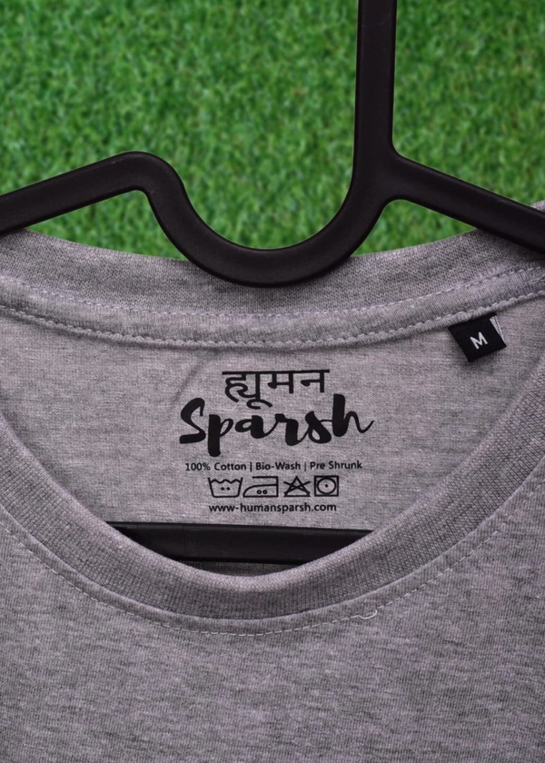 *Human Sparsh Men’s Round Neck T-Shirt – Grey *Power, Elegance and Sophistication is what you’ll feel when Black is worn. It would show how deep and serious the feelings and thoughts are.Whether you wear it with Jeans or Track Pants, you’ll look great with it.It’s made up of 180 gsm 100% Bio-Washed Cotton fabric with the most durable stitching to make sure it lasts long without los - S