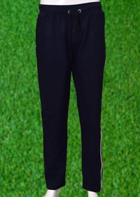 *Human Sparsh Track Pants - Black*Whether you want to run, relax or sleep, these track pants would be a great choice for you. Black Colour goes well with almost all the t-shirts.Design: Solid Colour with Stripes on the sidesPockets: Double Side Pockets with Zip and a Back PocketWaist: It has the elasticated waistband with drawstringsFit: RegularMaterial: 280 gsm Cotton fabricWash:  - M