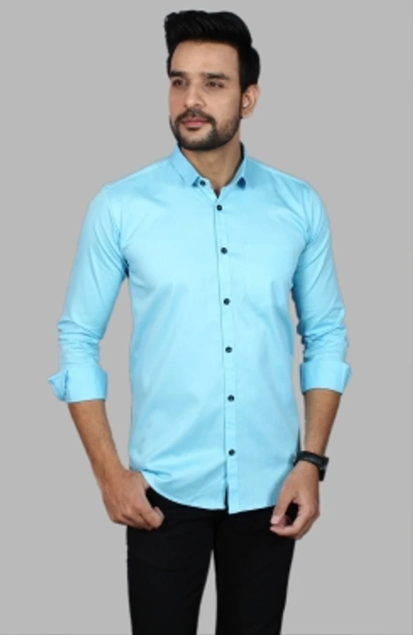 Liza Martin Men Solid Casual Light Blue ShirtColor: Blue, Cream, Light Blue, Light Green, Maroon, RedSize: M, L, XL, XXLFabric: Cotton BlendRegular Fit, Full SleeveCollar Type: SlimPattern: SolidSet of 110 Days Return Policy, No questions asked. - L