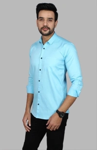 Liza Martin Men Solid Casual Light Blue ShirtColor: Blue, Cream, Light Blue, Light Green, Maroon, RedSize: M, L, XL, XXLFabric: Cotton BlendRegular Fit, Full SleeveCollar Type: SlimPattern: SolidSet of 110 Days Return Policy, No questions asked. - Xl