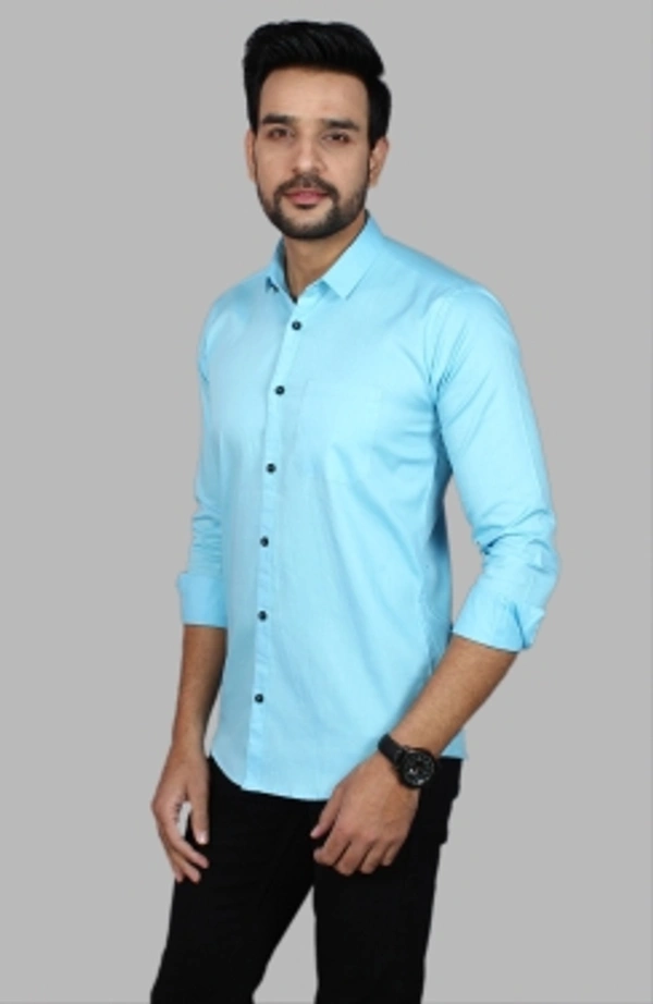 Liza Martin Men Solid Casual Light Blue ShirtColor: Blue, Cream, Light Blue, Light Green, Maroon, RedSize: M, L, XL, XXLFabric: Cotton BlendRegular Fit, Full SleeveCollar Type: SlimPattern: SolidSet of 110 Days Return Policy, No questions asked. - Xl