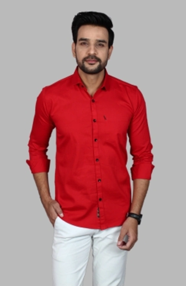 Liza Martin Men Solid Casual Red ShirtColor: Blue, Cream, Light Blue, Light Green, Maroon, RedSize: M, L, XL, XXLFabric: Cotton BlendRegular Fit, Full SleeveCollar Type: SlimPattern: SolidSet of 110 Days Return Policy, No questions asked. - L