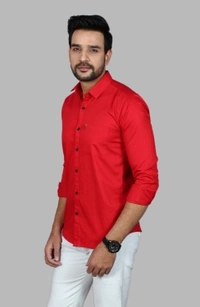 Liza Martin Men Solid Casual Red ShirtColor: Blue, Cream, Light Blue, Light Green, Maroon, RedSize: M, L, XL, XXLFabric: Cotton BlendRegular Fit, Full SleeveCollar Type: SlimPattern: SolidSet of 110 Days Return Policy, No questions asked. - L