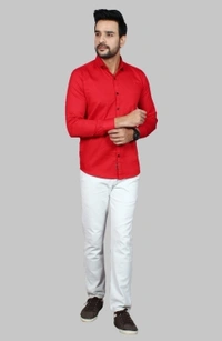 Liza Martin Men Solid Casual Red ShirtColor: Blue, Cream, Light Blue, Light Green, Maroon, RedSize: M, L, XL, XXLFabric: Cotton BlendRegular Fit, Full SleeveCollar Type: SlimPattern: SolidSet of 110 Days Return Policy, No questions asked. - L