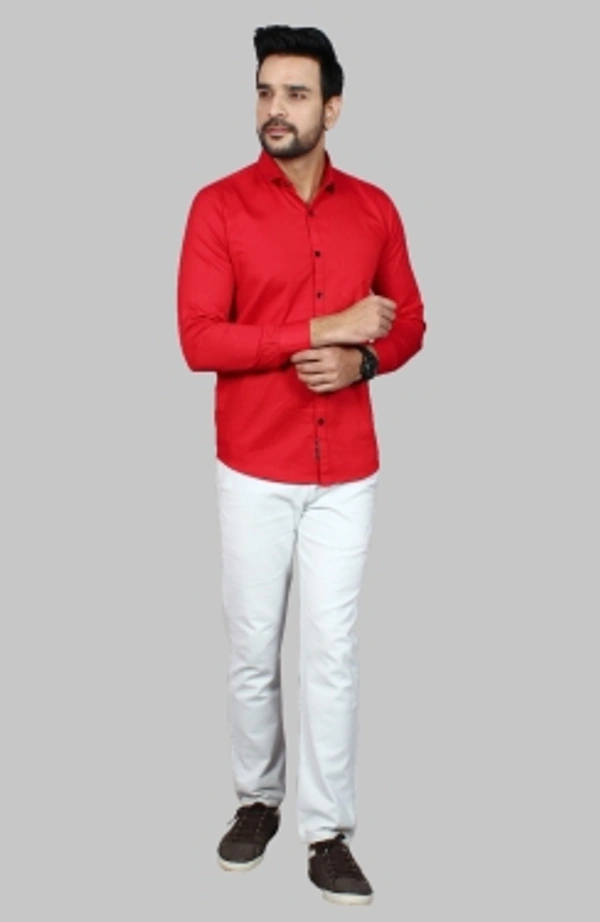 Liza Martin Men Solid Casual Red ShirtColor: Blue, Cream, Light Blue, Light Green, Maroon, RedSize: M, L, XL, XXLFabric: Cotton BlendRegular Fit, Full SleeveCollar Type: SlimPattern: SolidSet of 110 Days Return Policy, No questions asked. - L