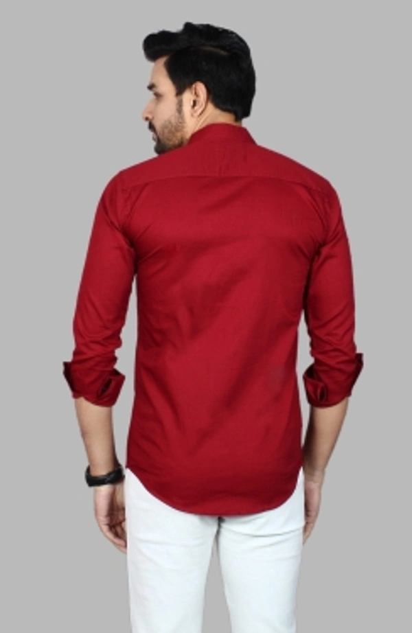 Liza Martin Men Solid Casual Red ShirtColor: Blue, Cream, Light Blue, Light Green, Maroon, RedSize: M, L, XL, XXLFabric: Cotton BlendRegular Fit, Full SleeveCollar Type: SlimPattern: SolidSet of 110 Days Return Policy, No questions asked. - M