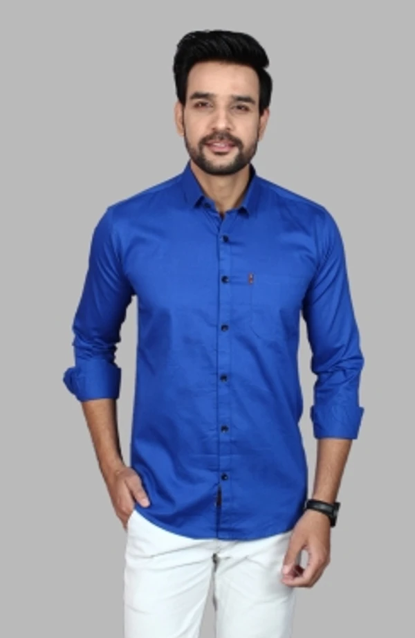 Liza Martin Men Solid Casual Blue ShirtColor: Blue, Cream, Light Blue, Light Green, Maroon, RedSize: M, L, XL, XXLFabric: Cotton BlendRegular Fit, Full SleeveCollar Type: SlimPattern: SolidSet of 110 Days Return Policy, No questions asked. - XL