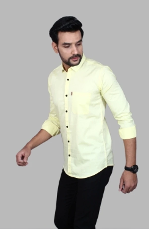 Liza Martin Men Solid Casual Cream ShirtColor: Blue, Cream, Light Blue, Light Green, Maroon, RedSize: M, L, XL, XXLFabric: Cotton BlendRegular Fit, Full SleeveCollar Type: SlimPattern: SolidSet of 110 Days Return Policy, No questions asked. - M