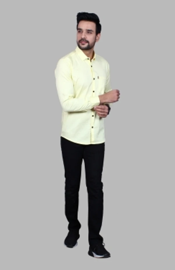 Liza Martin Men Solid Casual Cream ShirtColor: Blue, Cream, Light Blue, Light Green, Maroon, RedSize: M, L, XL, XXLFabric: Cotton BlendRegular Fit, Full SleeveCollar Type: SlimPattern: SolidSet of 110 Days Return Policy, No questions asked. - M