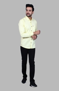 Liza Martin Men Solid Casual Cream ShirtColor: Blue, Cream, Light Blue, Light Green, Maroon, RedSize: M, L, XL, XXLFabric: Cotton BlendRegular Fit, Full SleeveCollar Type: SlimPattern: SolidSet of 110 Days Return Policy, No questions asked. - M