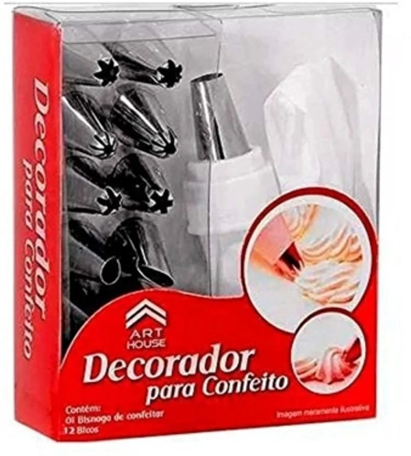 Sera Creation 12 Piece Piping Bag Nozzles Cake Decorating Tool Set Frosting Icing Cream Syringe Piping Bag Tips With Steel Nozzles Muffin Dessert Decorators Reusable & Washable Kitchen Tool Set SCHK0051 Silver & White Kitchen Tool SetColor: Silver & WhiteType: Baking ToolsMade of: SteelInclusions: 12 Pcs Set of Nozzle & Piping BagMaterial: ["Steel"]7 Days Return Policy, No question