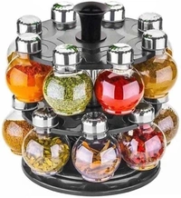 Plastic Big Revolving Spice Rack 16in1/Masala Rack 16 Piece Spice Set (Plastic) 1 Piece Spice SetSales Package :1 condiment setPack of :1Color :Clear, SteelMaterial :PlasticModel Number :360Ã?Â° Revolving Spice Rack Masala Rack Spice Box Masala Box Masala Container (1 Stand,16 Plastic Bottles With Steel Cap) Set 16 Piece Spice Set (Plastic)_sp1Model Name :Plastic Big Revolving Spic