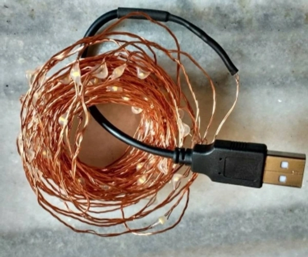 Copper String LED light 10 MTR 100 LED USB Operated Decorative Lights 100 LEDs 10 m Yellow Rice LightsColor: YellowPack of: 1Color: YellowLength: 10 mNumber of Bulbs: 100Power Consumption: 2.3 WFunctionality: Steady7 Days Return Policy, No questions asked.