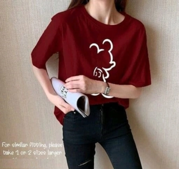 Casual Printed Women Blue TopColor: Black, Maroon, Musatrd, Navy Blue, Red, WhiteSize: S, M, L, XLColor Code :Navy BlueStyle Code :KE8149-Red MickeySize :LFabric :Cotton BlendOccasion :CasualNeck :Round NeckPattern :Printed7 Days Return Policy, No questions asked. - Nevy Blue, S