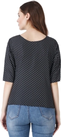 Casual Women Black TopColor: Black, Green, Maroon, Navy, WhiteSize: S, M, L, XLColor Code :BlackStyle Code :SPY_106_BlackSize :MFabric :CrepeOccasion :CasualFabric Care :Regular Machine WashSuitable For :Western Wear7 Days Return Policy, No questions asked. - M