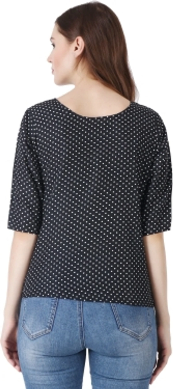 Casual Women Black TopColor: Black, Green, Maroon, Navy, WhiteSize: S, M, L, XLColor Code :BlackStyle Code :SPY_106_BlackSize :MFabric :CrepeOccasion :CasualFabric Care :Regular Machine WashSuitable For :Western Wear7 Days Return Policy, No questions asked. - M