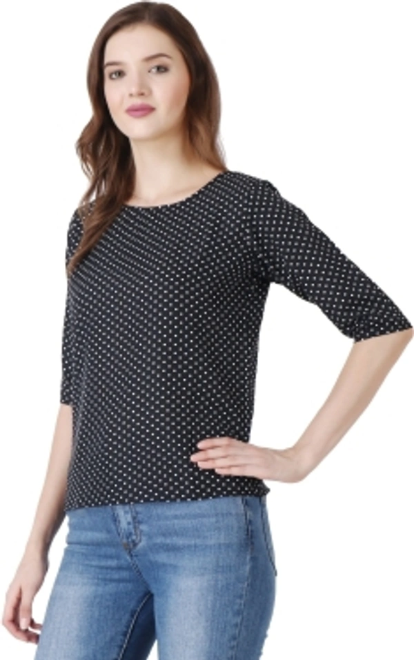 Casual Women Black TopColor: Black, Green, Maroon, Navy, WhiteSize: S, M, L, XLColor Code :BlackStyle Code :SPY_106_BlackSize :MFabric :CrepeOccasion :CasualFabric Care :Regular Machine WashSuitable For :Western Wear7 Days Return Policy, No questions asked. - M