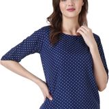 Casual Polka Print Women Dark Blue TopColor: Black, Green, Maroon, Navy, WhiteSize: S, M, L, XLColor Code :NavyStyle Code :SPY_107_NavySize :MFabric :CrepeOccasion :CasualFabric Care :Regular Machine WashPattern :Polka Print7 Days Return Policy, No questions asked. - M