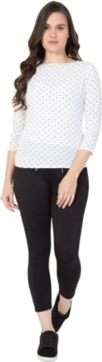 Casual Polka Print Women White TopColor: Black, Green, Maroon, Navy, WhiteSize: S, M, L, XLColor Code :WhiteStyle Code :SPY_109_WhiteTOP_MSize :MFabric :CrepeOccasion :CasualFabric Care :Regular Machine WashPattern :Polka Print7 Days Return Policy, No questions asked. - M