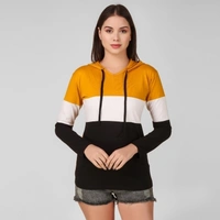 Color Block Women Multicolor T-ShirtColor: Blue, Maroon, Mustard, Olive, Red, See GreenSize: S, M, L, XLColor :MulticolorType :Hooded NeckSleeve :Full SleeveFit :RegularFabric :Cotton BlendStyle Code :Hood4348Neck Type :Hooded Neck7 Days Return Policy, No questions asked. - See Blue, S