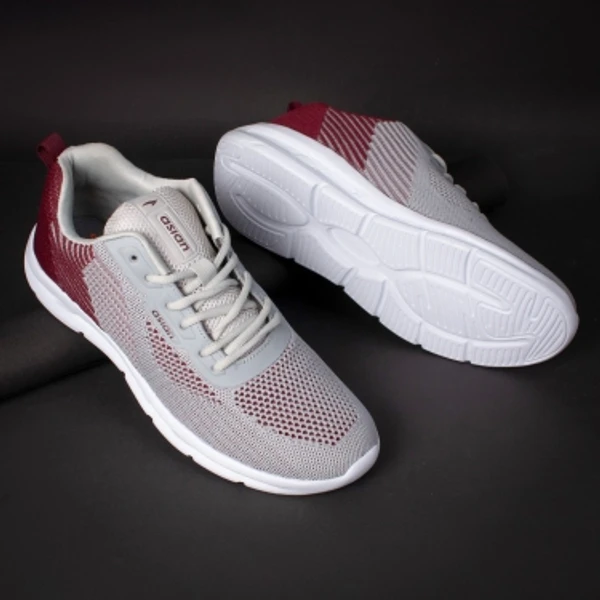Asian  asian Delta-14 sports shoes for men | Latest Stylish Casual sport shoes for men | running shoes for boys | Lace up Lightweight grey shoes for running, walking, gym, trekking, hiking & party Running Shoes For MenColour: Grey, Maroon1.2 inch Heel HeightOuter Material: FabricInner Material: Soft breathable fabric lining which prevents sweatingClosure: Lace-UpsPattern: Mesh10 Days Retu - 8