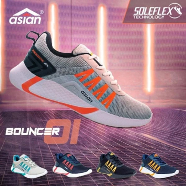 Asian asian Bouncer-01 Running shoes for boys | sports shoes for men | Latest Stylish Casual sneakers for men | Lace up lightweight grey shoes for running, walking, gym, trekking, hiking & party Running Shoes Running Shoes For MenColour: Grey, OrangeOuter Material: FabricInner Material: FabricClosure: Lace-UpsPattern: Solid10 Days Return Policy, No questions asked. - 6