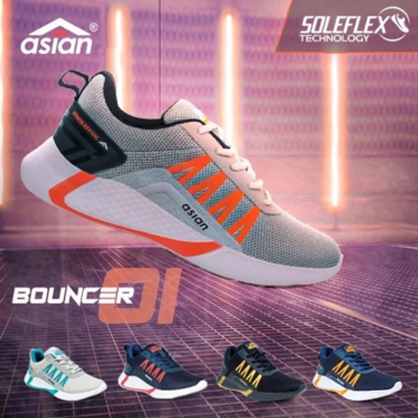 Asian asian Bouncer-01 Running shoes for boys | sports shoes for men | Latest Stylish Casual sneakers for men | Lace up lightweight grey shoes for running, walking, gym, trekking, hiking & party Running Shoes Running Shoes For MenColour: Grey, OrangeOuter Material: FabricInner Material: FabricClosure: Lace-UpsPattern: Solid10 Days Return Policy, No questions asked. - 7