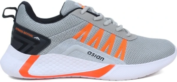 Asian asian Bouncer-01 Running shoes for boys | sports shoes for men | Latest Stylish Casual sneakers for men | Lace up lightweight grey shoes for running, walking, gym, trekking, hiking & party Running Shoes Running Shoes For MenColour: Grey, OrangeOuter Material: FabricInner Material: FabricClosure: Lace-UpsPattern: Solid10 Days Return Policy, No questions asked. - 10