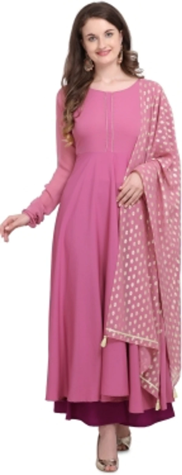 THE FAB FACTORY Women Kurta and Dupatta SetGeorgette, Crepe FabricFull SleeveSolid PatternColor: PinkFor Women10 Days Return Policy, No questions asked. - S