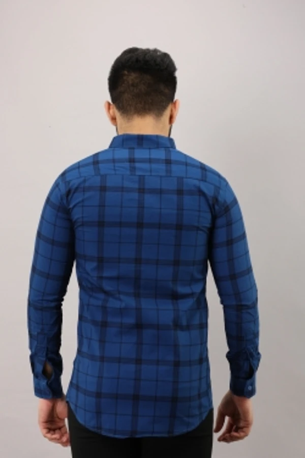 Surhi Men Checkered Casual Blue ShirtFabric: Pure CottonSlim Fit, Full SleevePattern: CheckeredSet of 1. , 10 Days Return Policy, No questions asked. - M