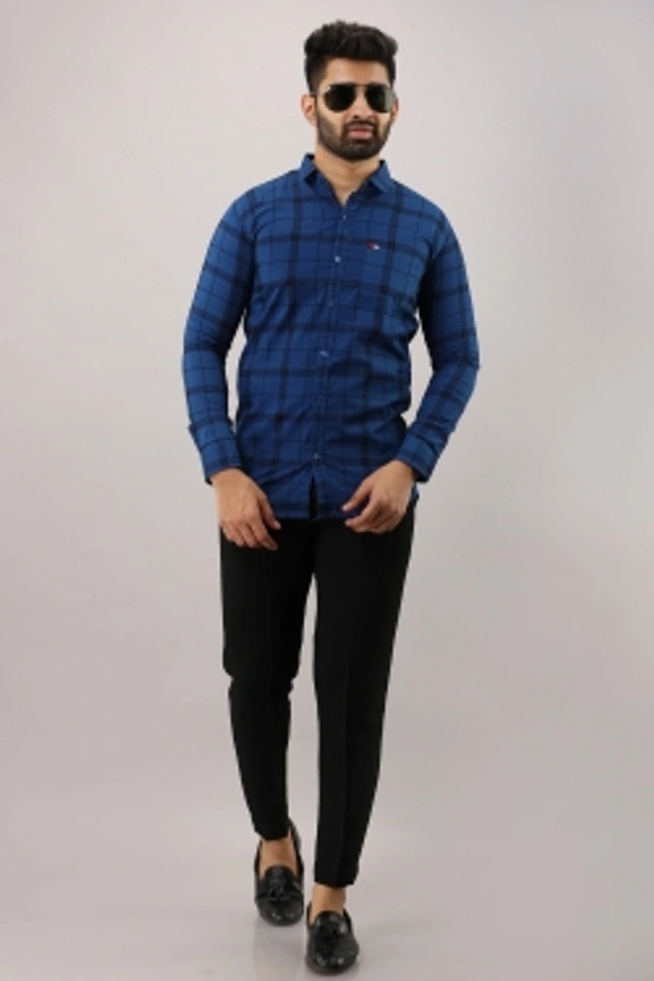 Surhi Men Checkered Casual Blue ShirtFabric: Pure CottonSlim Fit, Full SleevePattern: CheckeredSet of 1. , 10 Days Return Policy, No questions asked. - Xl
