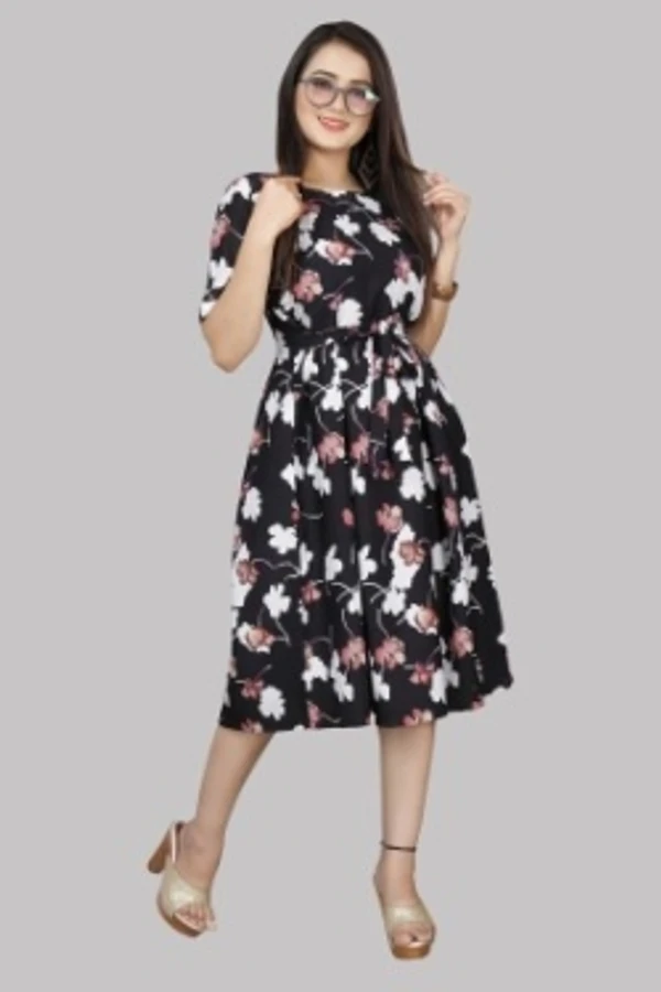Women Fit and Flare Multicolor DressBrand :I KHODAL TRADINGColor Code :BlackStyle Code :124-132Size :SFabric :CrepeType :Fit and FlareOccasion :Party3 Days Return Policy, No questions asked. - S