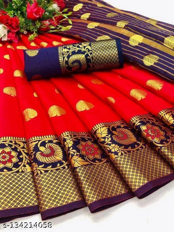 Banarasi Art Silk jequrad sareeName: Banarasi Art Silk jequrad sareeSaree Fabric: CottonBlouse: Separate Blouse PieceBlouse Fabric: Cotton SilkPattern: Zari WovenBlouse Pattern: Same as BorderNet Quantity (N): SingleSizes: Free Size (Saree Length Size: 5.5 m, Blouse Length Size: 0.8 m) Country of Origin: India - 3