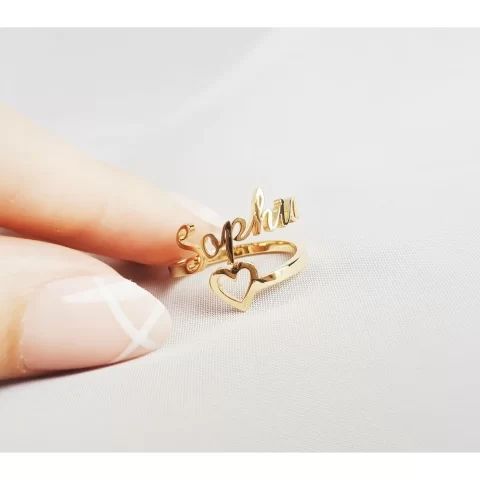 24K Gold Plated Sterling Silver Personalized Name Ring - Bar Design Below  Name - Size 7 - Made in USA - Walmart.com