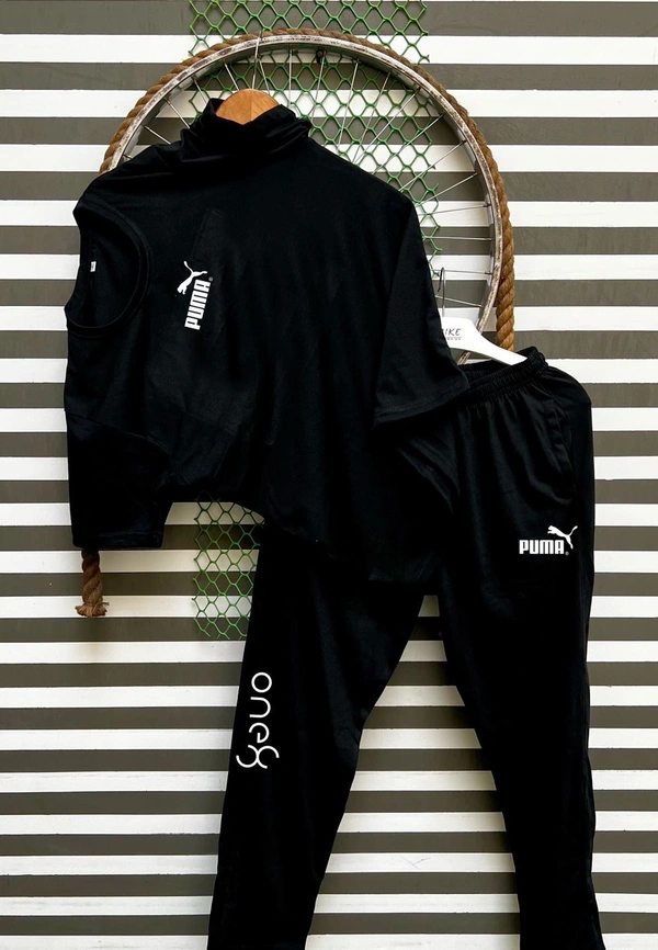 Jf  Puma Tshirts + Lowar Combo - Jf, L