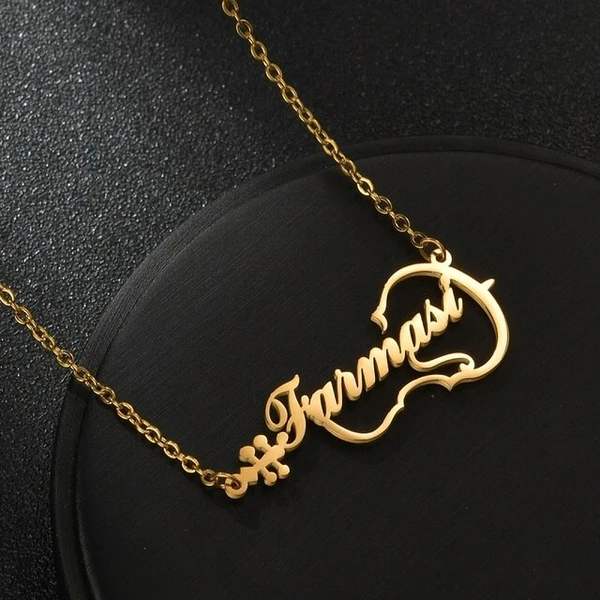 Special Style  customize single Name pendant - golden, only priped