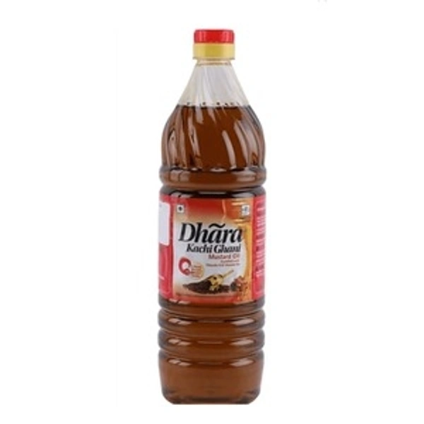 Dhara Kachi Ghani Mustard Oil / Sarso Tel  1L - 12Pc