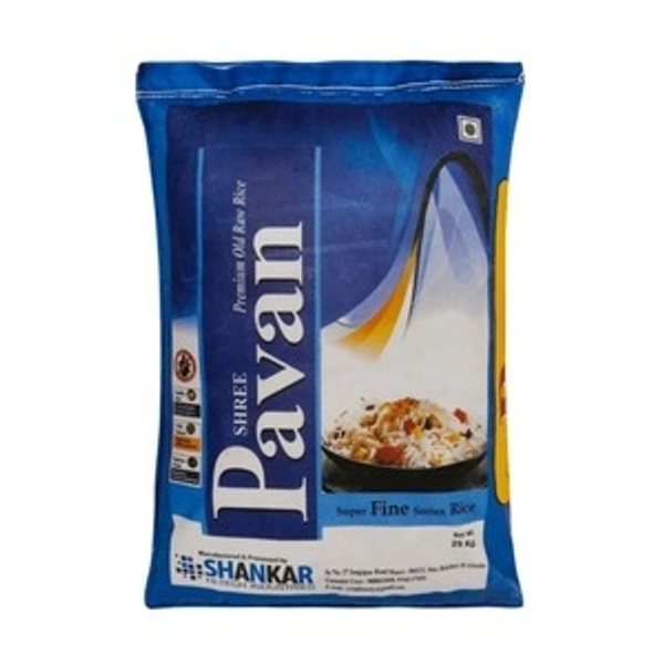 Shree Pavan Premium Old Raw SuperFine Sortex Rice Sona Masoori - 26Kg