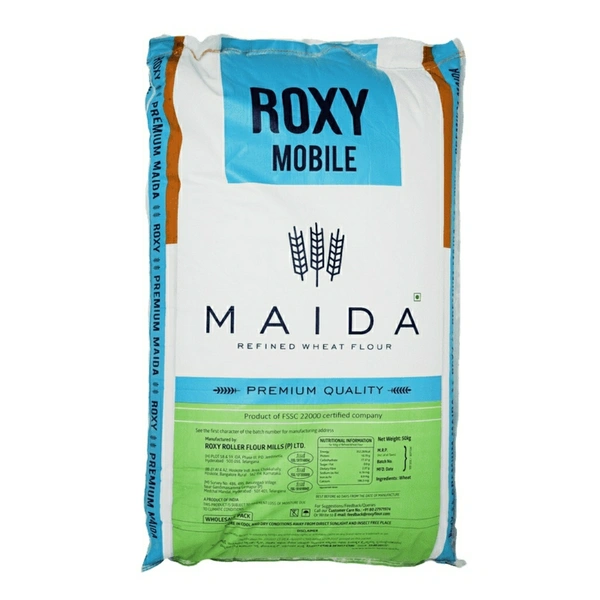 Roxy Mobile Maida Refined Wheat Flour Premium Quality Regular / Multipurpose Bopp Bag - 50KG