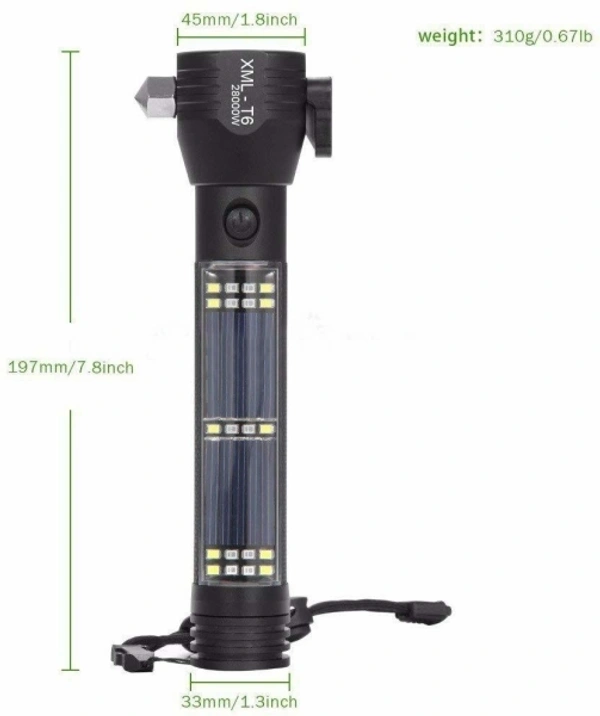 Rechargeable 7 Mode Solar LED  Torch Travel  Flash Light 
