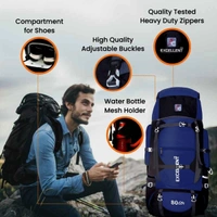 Ra One 80L Hiking Rucksack  - Blue 