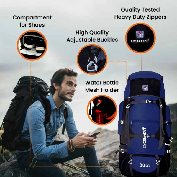 Ra One 80L Hiking Rucksack  - Green