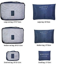 Travel Organizer Packing Cube Set ( 3 Pcs Mesh Bag +3 Pcs Storage Pouch) - Black