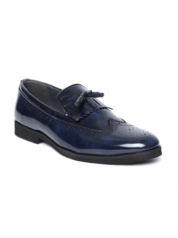 Men Navy Blue Semiformal Slip-On Brogues - Navy Blue, 6-7-8-9-10