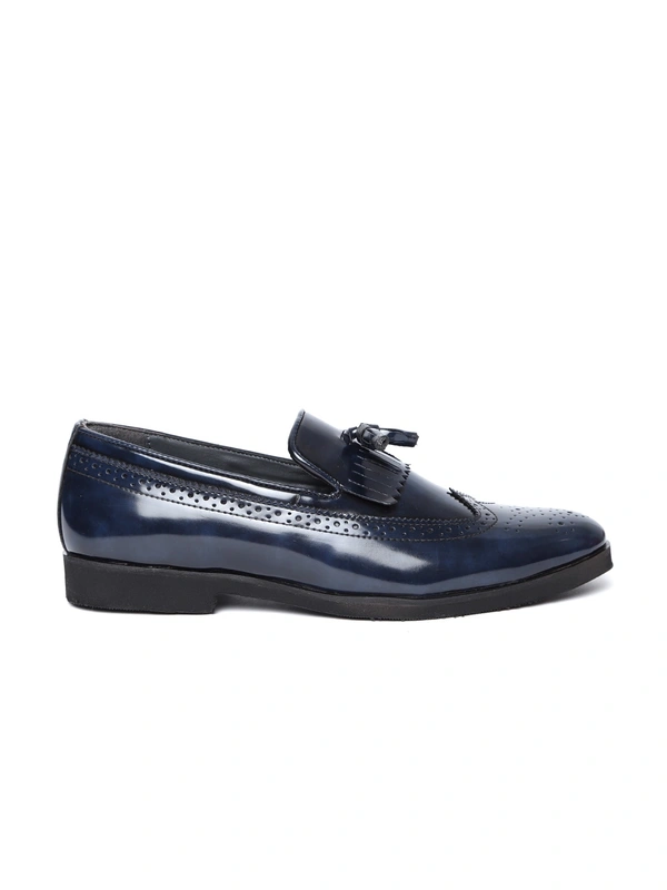 Men Navy Blue Semiformal Slip-On Brogues - Navy Blue, 6-7-8-9-10